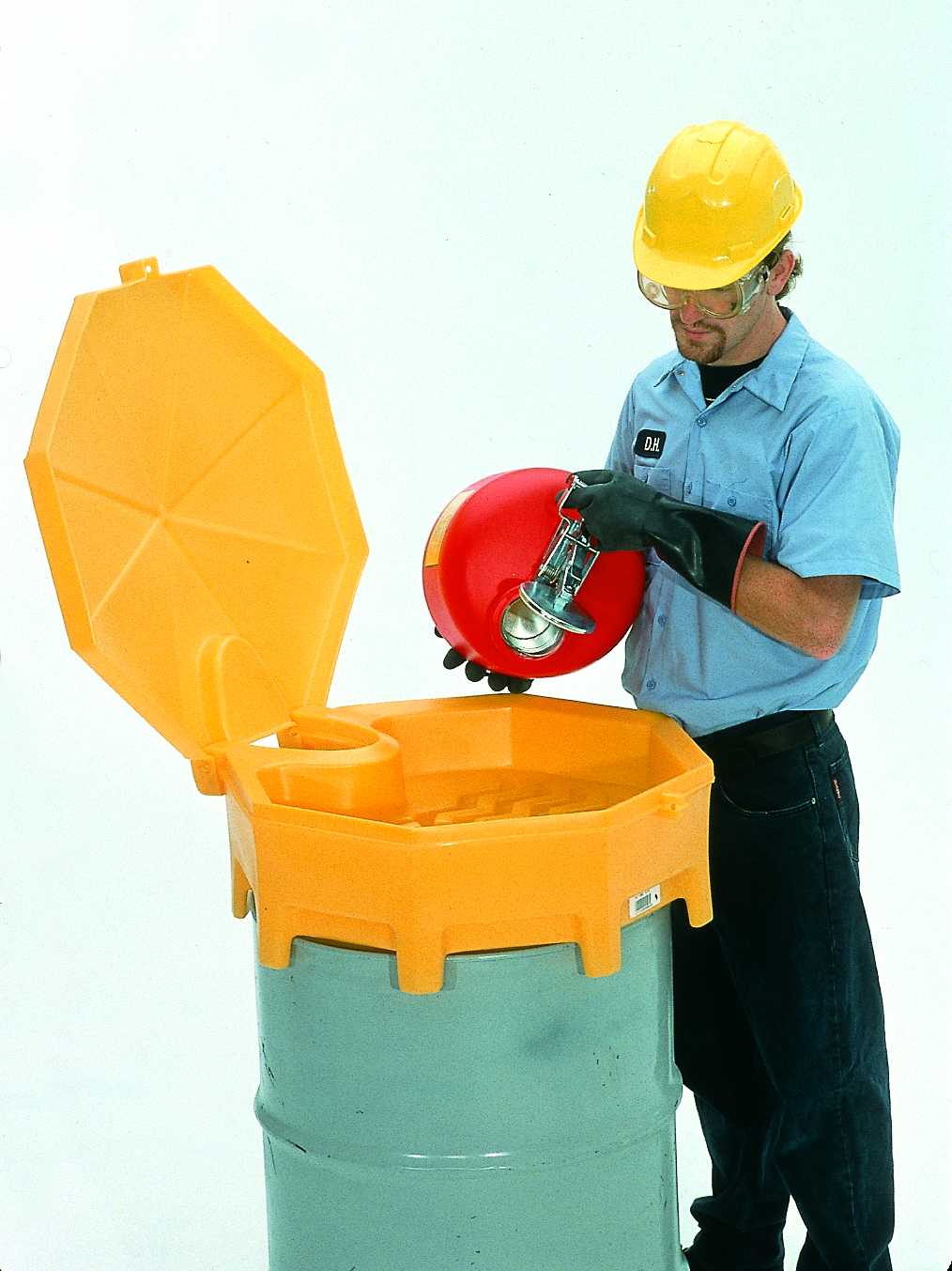 product Justrite® 10376 Portable Drip Can With Handles, 1 gal, 9.37 in OD x 4.5 in H, 24 ga Coated Steel, Red