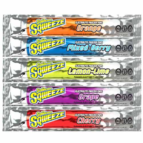 product Sqwincher® 060119-AS Sugar Free Sports Drink Mix, 0.11 oz, 20 oz Yield/Stick, Powder Form, Fruit Punch/Orange/Strawberry Lemonade/Mixed Berry, 10 Sticks/Tube, 20 Tubes/Case