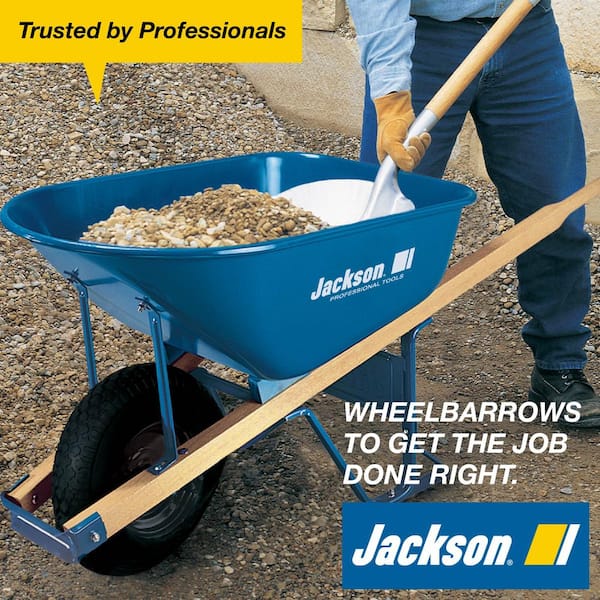product The AMES Companies Jackson® M6T22KB Heavy Duty Wheelbarrow, 6 cu-ft, 1 Wheel, Seamless Steel Tray