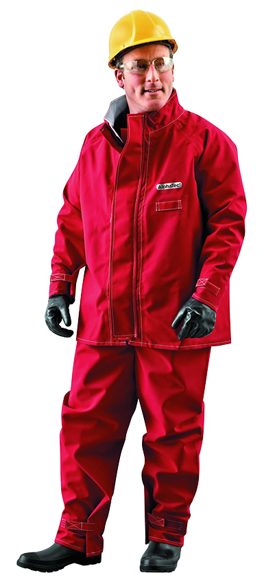 product Ansell 66660XL Sawyer-Tower&trade; Chemical Resistant Lightweight Jacket With Straight Stitch Seams, Red, CPC Polyester Tri-Laminate/Gore&reg; Fabric, 58 in Chest, Resists: Chemical, Stain, Tear and Snag, Specifications Met: NFPA 1992