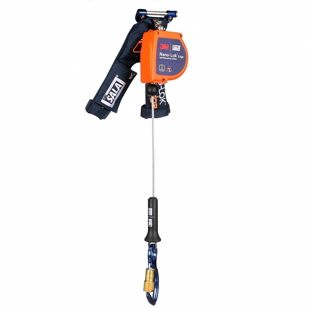 product 3M DBI-SALA® Nano-Lok™ edge 3500277 Twin-Leg Quick Connect Personal Self Retracting Lifeline, 420 lb, 8 ft, Stainless Steel Single Pin Connector, Aluminum Rebar Snap Hook
