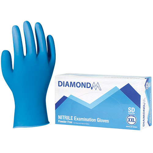 product Diamond M GL32400 DM-GL32400 14 mil Exam Grade Blue Latex Gloves Powder-Free 