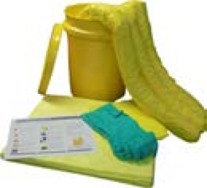 product Diamond M DM-SC50320-U Spill Kit, 15 Pads, 3 in X 4 ft 2 Socks, 4 Disposable Bags, 1 Pair Nitrile Gloves, Yellow, Absorbs Universal Fluids