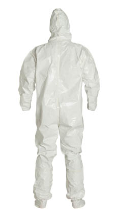 product DuPont™ Tychem® SL127T M SL127T Standard Coverall With Attached Hood, Medium, 12 mil Tychem® 4000, White, Storm Flap/Zipper Front Closure