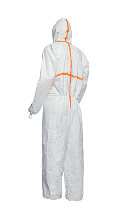 product DuPont™ Tychem® SL127T M SL127T Standard Coverall With Attached Hood, Medium, 12 mil Tychem® 4000, White, Storm Flap/Zipper Front Closure