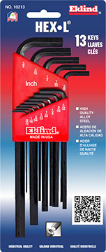 product Eklind&reg; 10122 Hex-L&reg; Short Key Set, 22 Pieces, 0.05 to 0.375 in, 1.5 to 10 mm Hex, L-Handle Handle, ANSI B18.3, Alloy Steel, Black Oxide