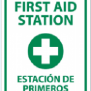 product Brady® 119756 Rectangular Fire and Emergency Sign, 10 in H x 14 in W, Black/Green/White, B-401 Polystyrene, Corner Hole Mount