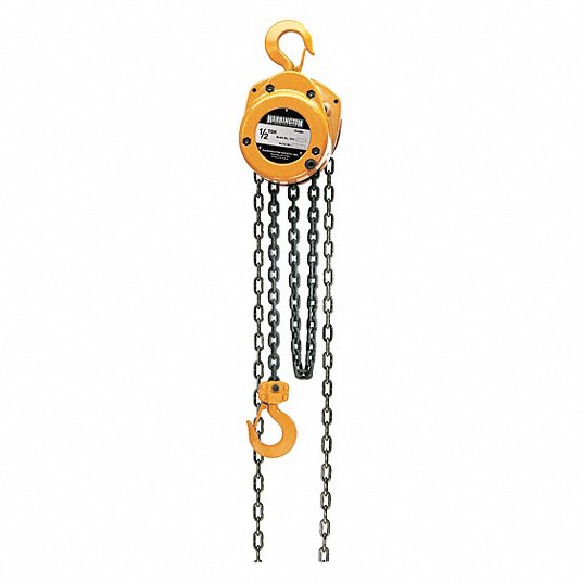 product HARRINGTON LB015-10 Lever Chain Hoist, 1.5 ton Load, 10 ft H Lifting, 64 lb Rated, 11 ft L Chain, 1-5/16 in Hook Opening