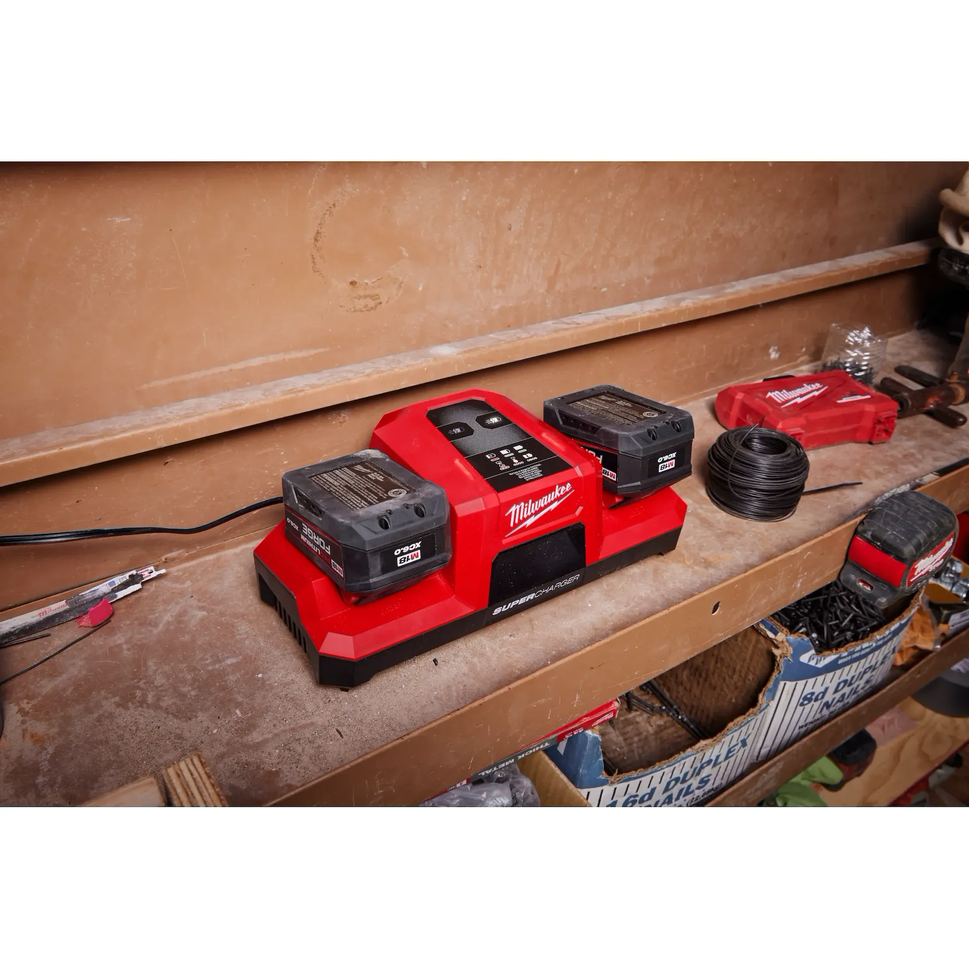 product Milwaukee® 48-59-1809 PACKOUT™ Six Bay Rapid Charger, 120-277 V, 5 Ah, Red