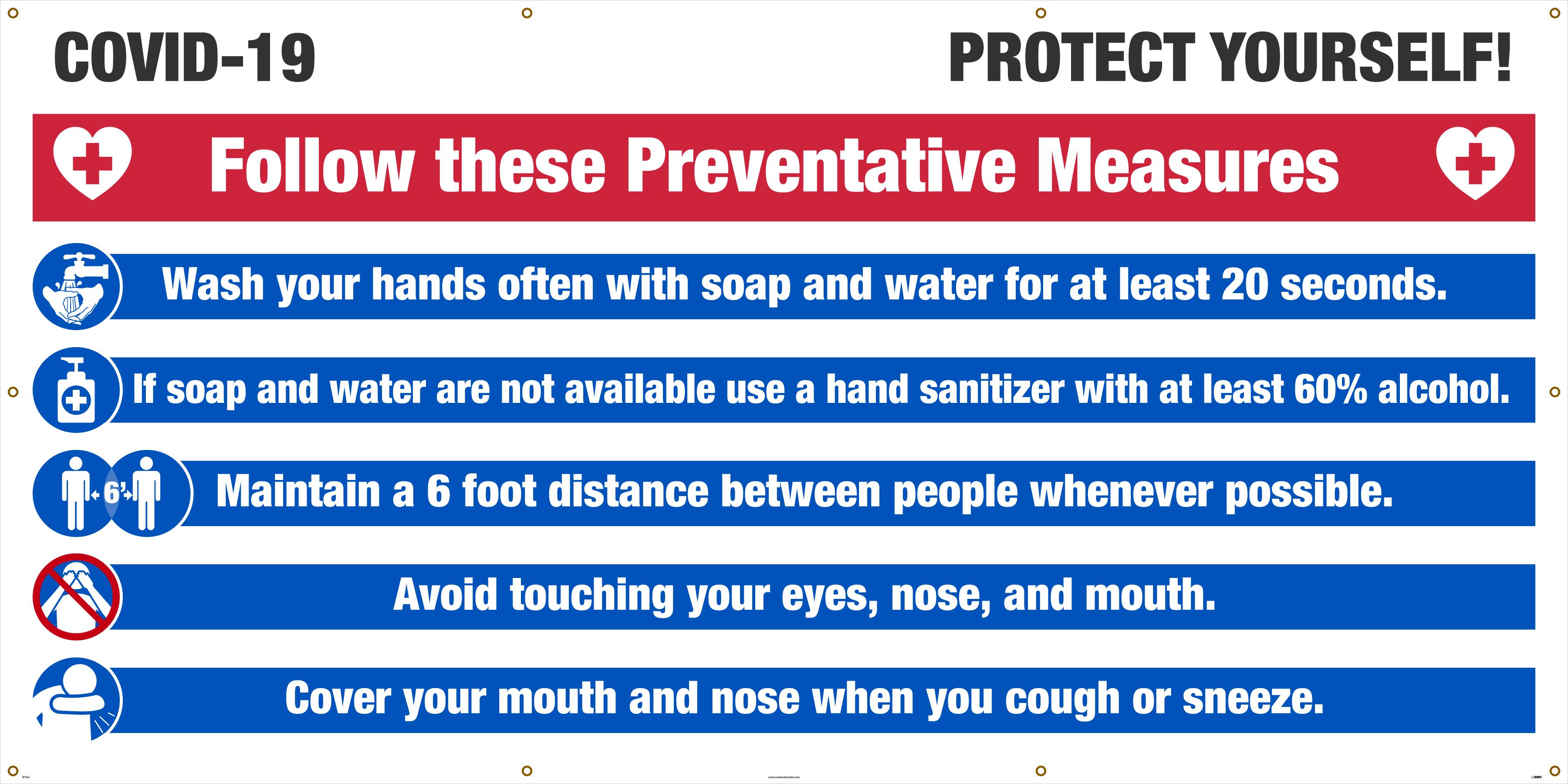 product NMC™ N520PB Notice Hand Sanitizer Station Sign, 14 in HT X 10 in WD, Removable Adhesive Backed Vinyl, Blue/White/Black, English