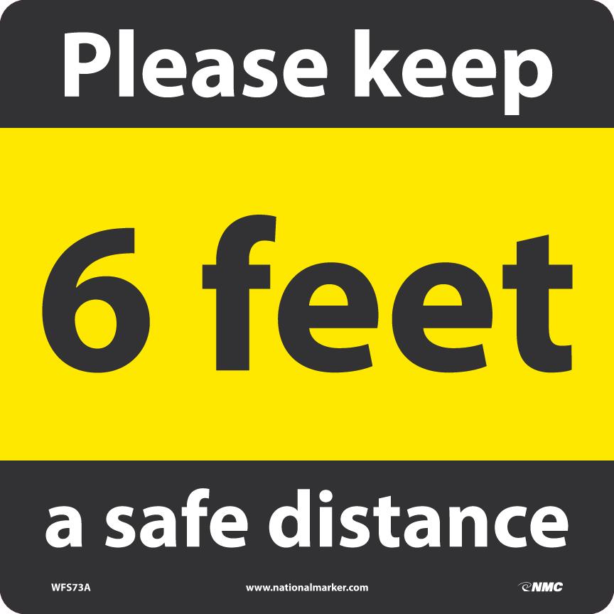 product NMC™ WFS83ARD10 Please Wait Here Footprint Floor Sign, 8 in HT X 8 in WD, Temp-Step™, Red/White, English 10 Pack