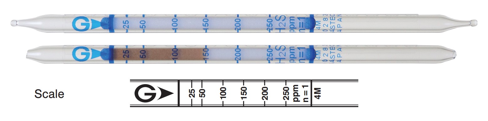 product Gastec 4LL Gas Detector Tube, Hydrogen Sulphide (H2S), 0.25 to 2.5 ppm, 2.5 to 60 ppm, 60 to 120 ppm, Glass