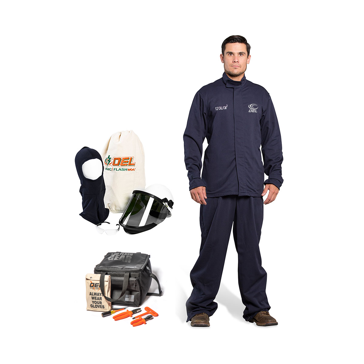 product OEL™ AFW40LF-FL-BSJB-M Jacket and Bib Overall Kit, Medium, 40 cal/cm2