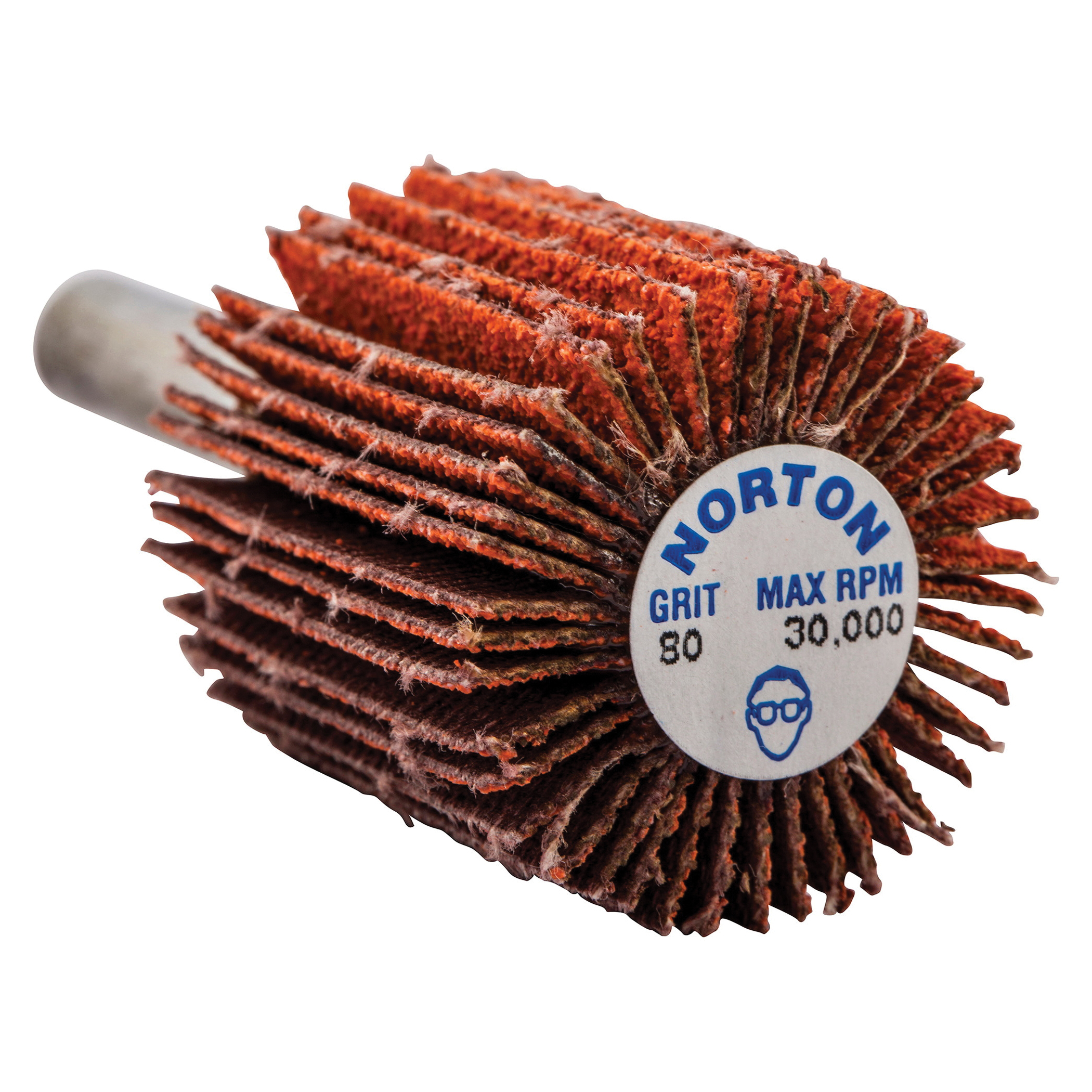 product Norton® Bear-Tex® 66261051716 Non-Woven Mounted Flap Wheel, 2 in, Aluminum Oxide, 12000 rpm